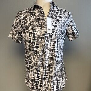 BP. Abstract Tie-Dye Print Short Sleeve Button-Up Shirt NWT Size S